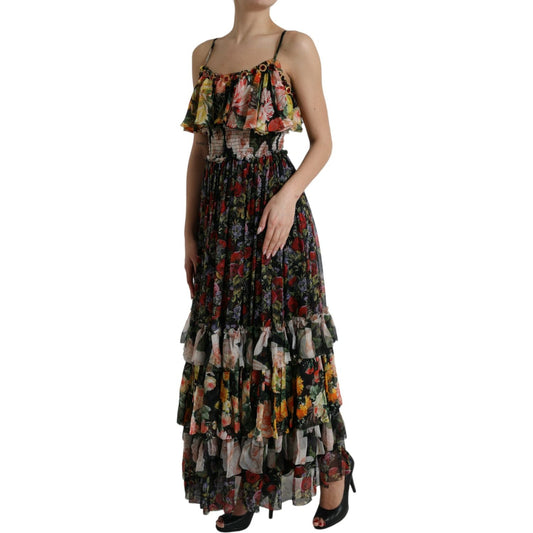 Vibrant Silk Floral Maxi Dress Dolce & Gabbana