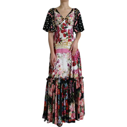 Elegant Floral Silk Maxi Dress Dolce & Gabbana