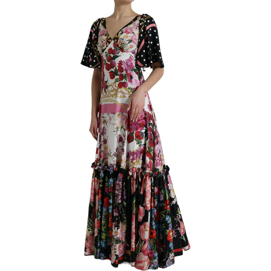 Elegant Floral Silk Maxi Dress Dolce & Gabbana