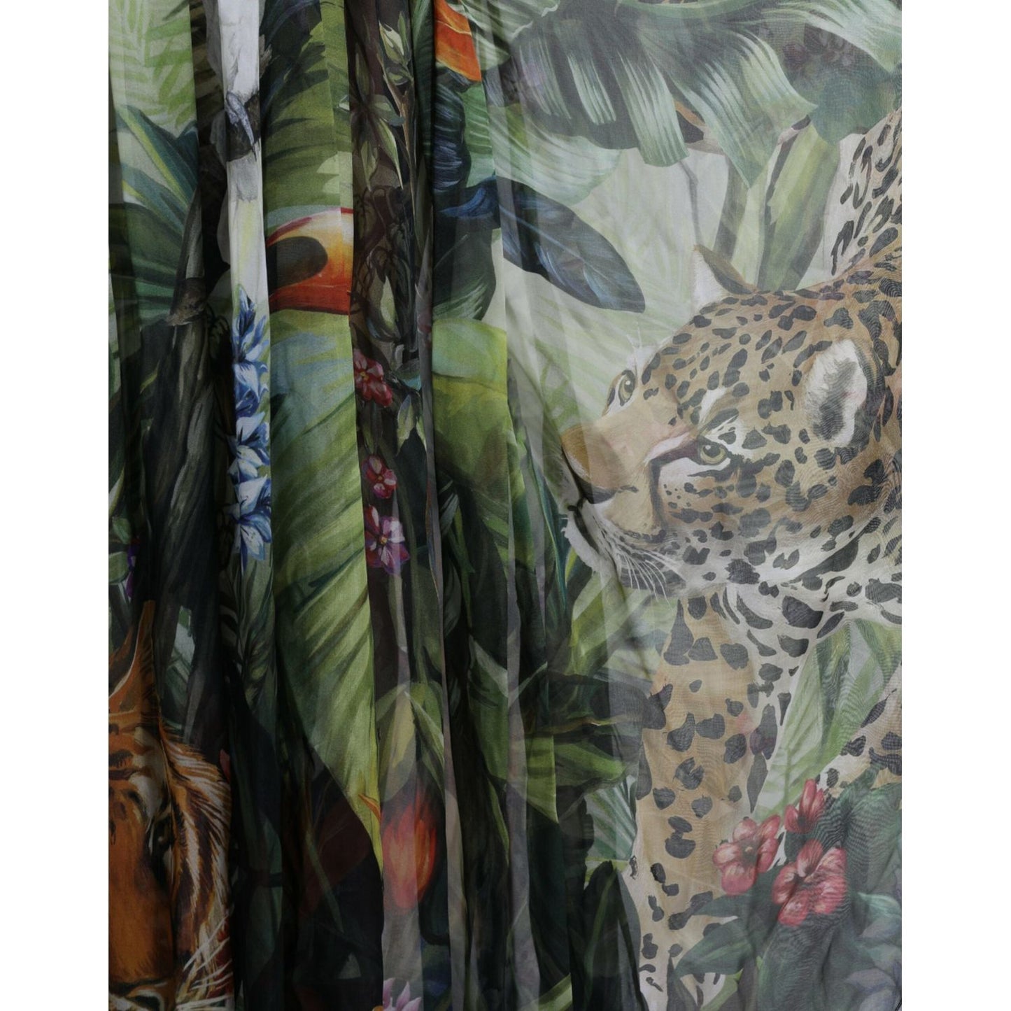 Elegant Jungle Print Maxi Silk Dress