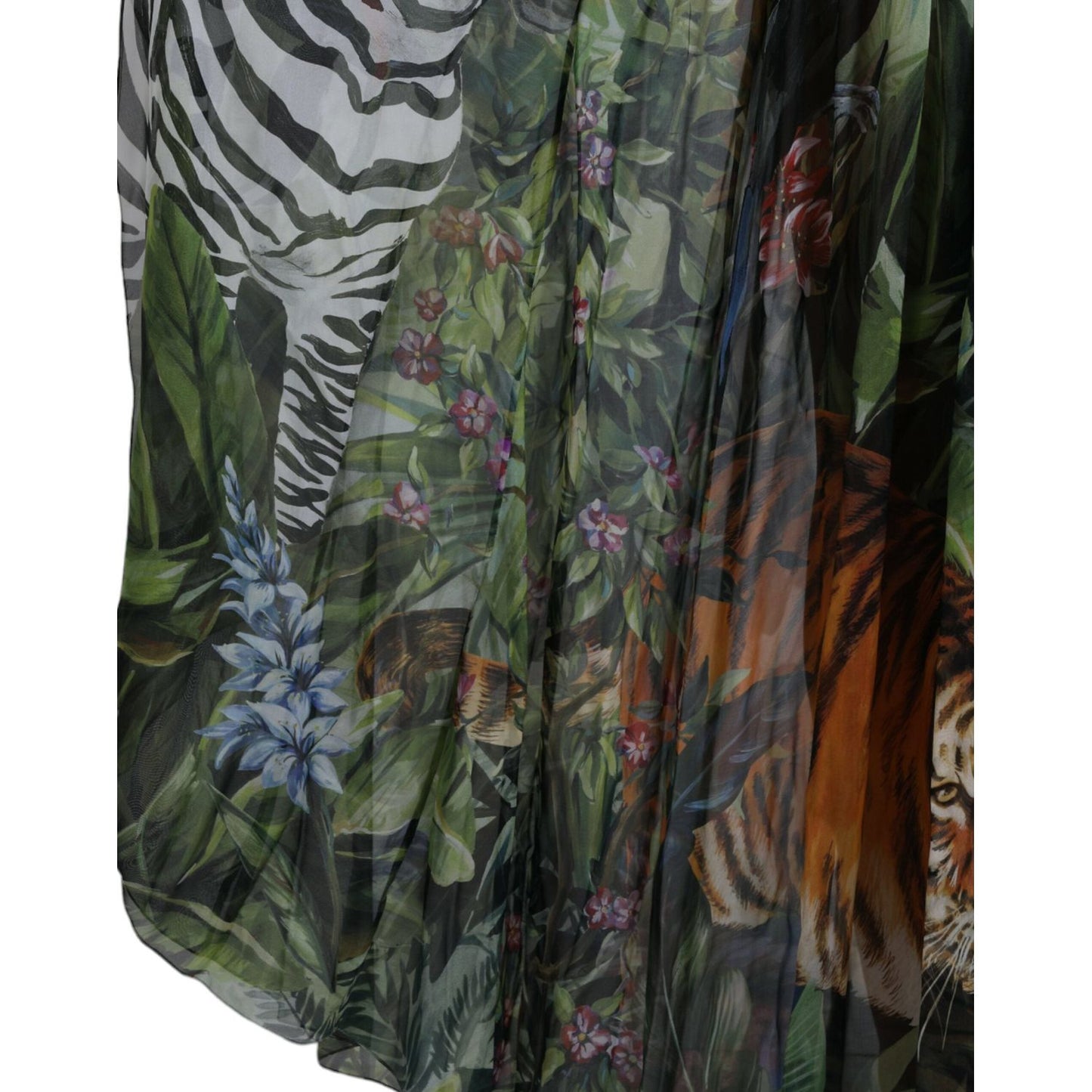 Elegant Jungle Print Maxi Silk Dress