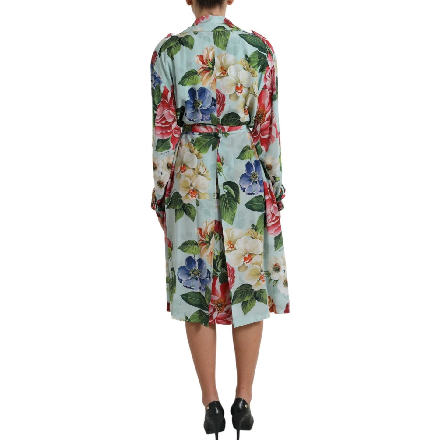 Elegant Floral Silk Trench Jacket