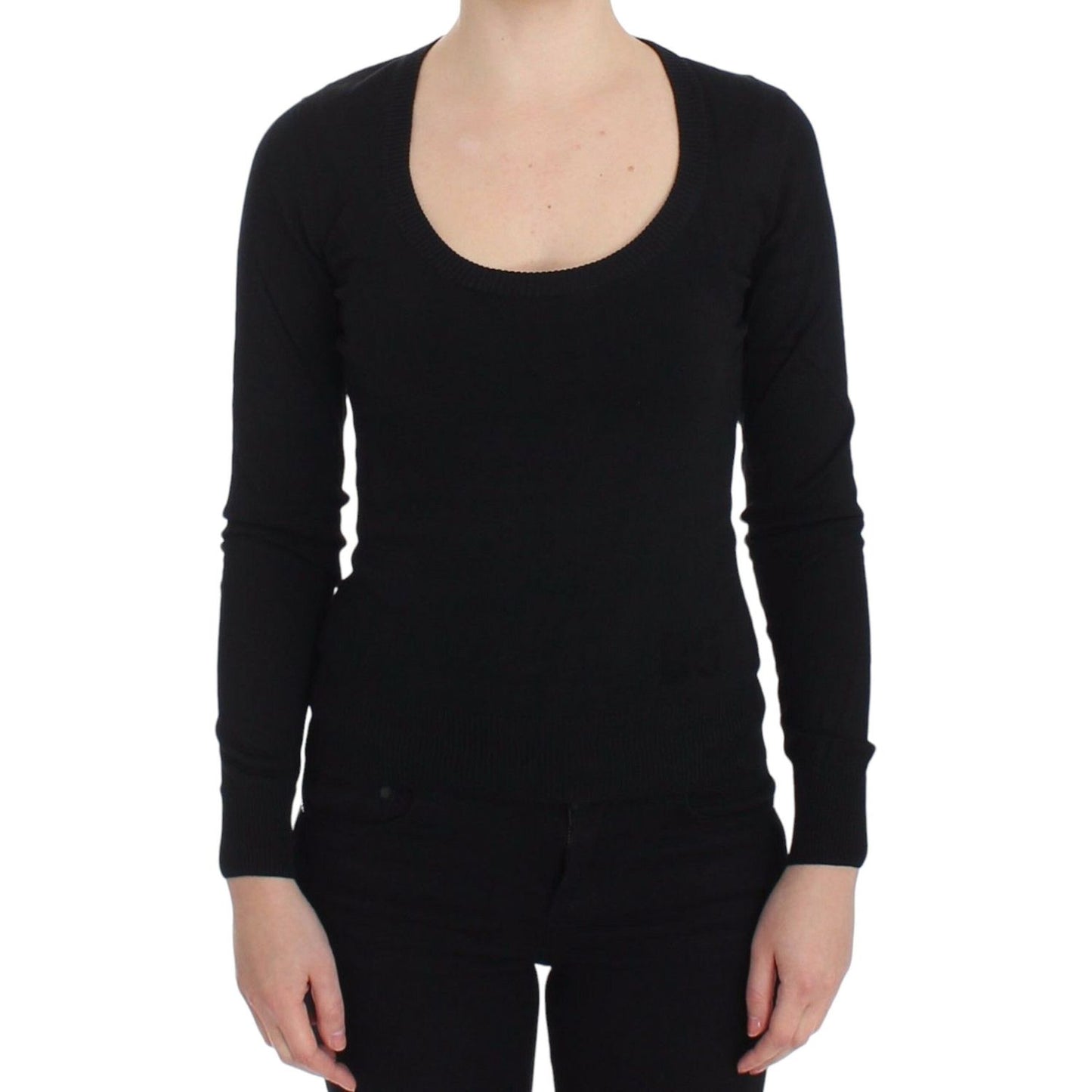 Elegant Black Deep Crewneck Sweater