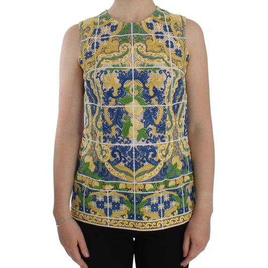 Majolica Embroidered Sleeveless Elegance