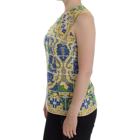 Majolica Embroidered Sleeveless Elegance