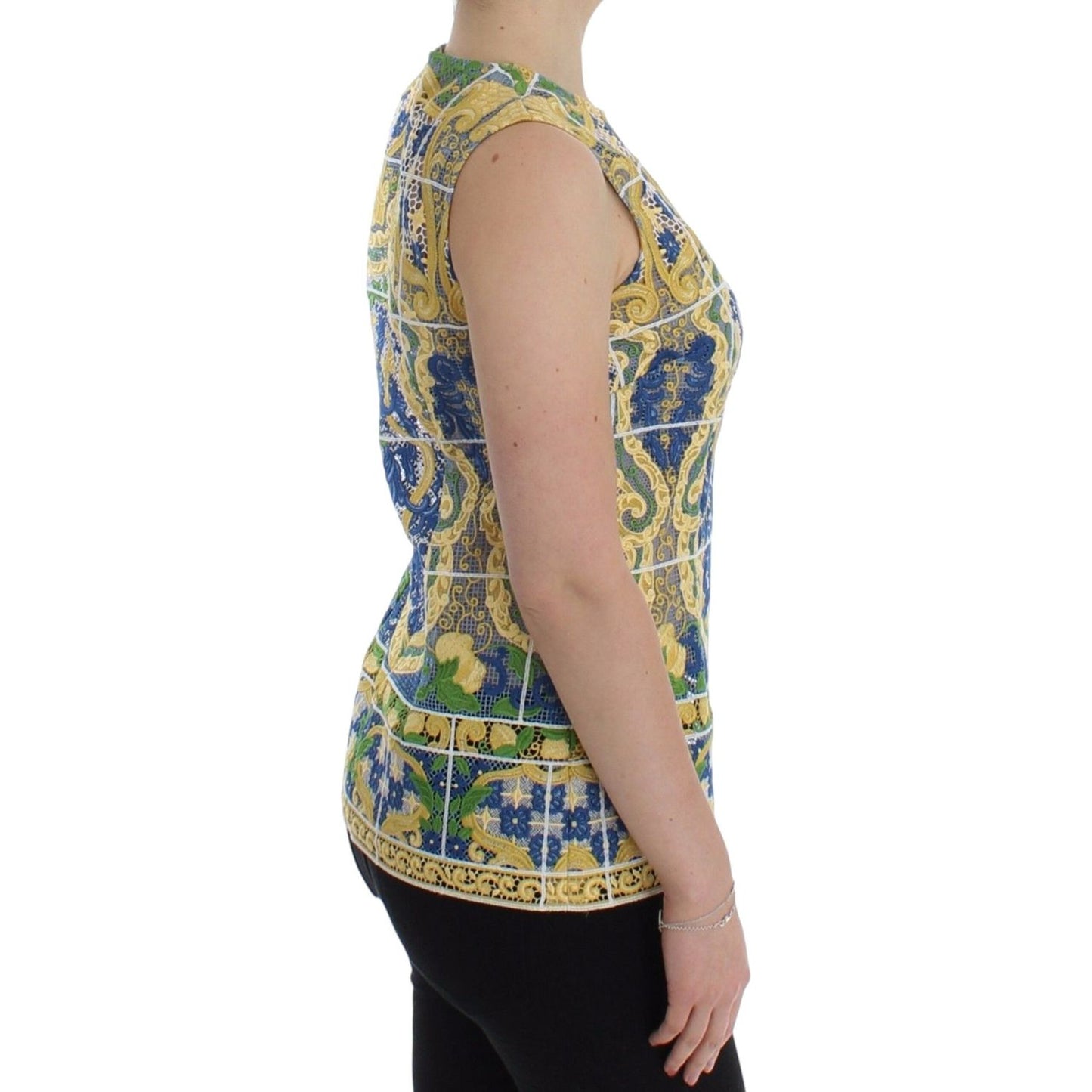 Dolce & Gabbana Multicolor Majolica Embroidered Sweater