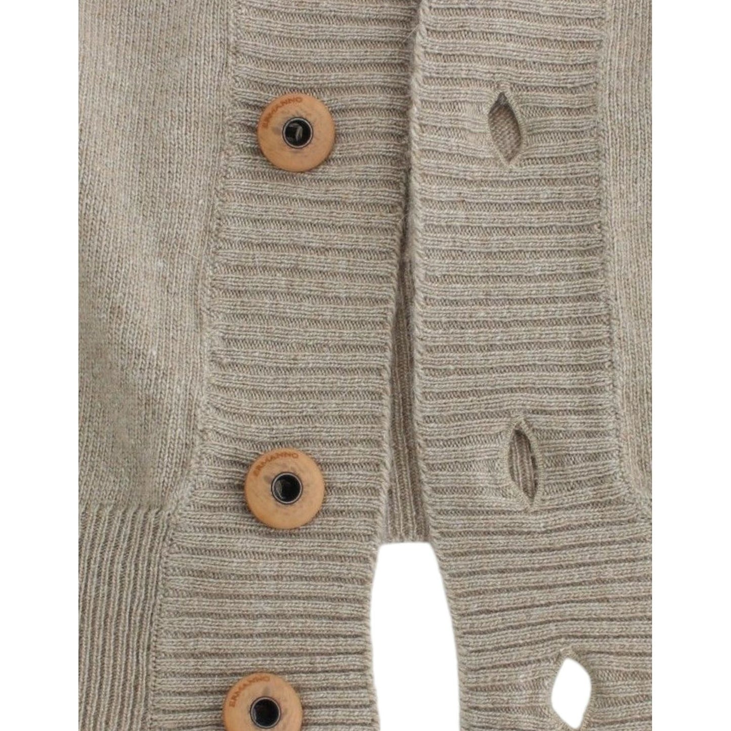 Beige Deep V-Neck Luxury Cardigan