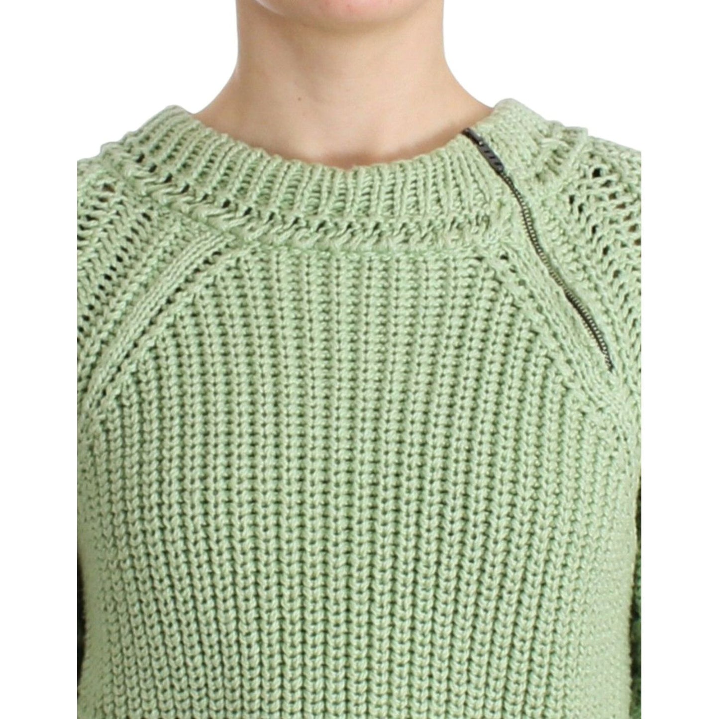 Chic Green Cropped Cotton Sweater