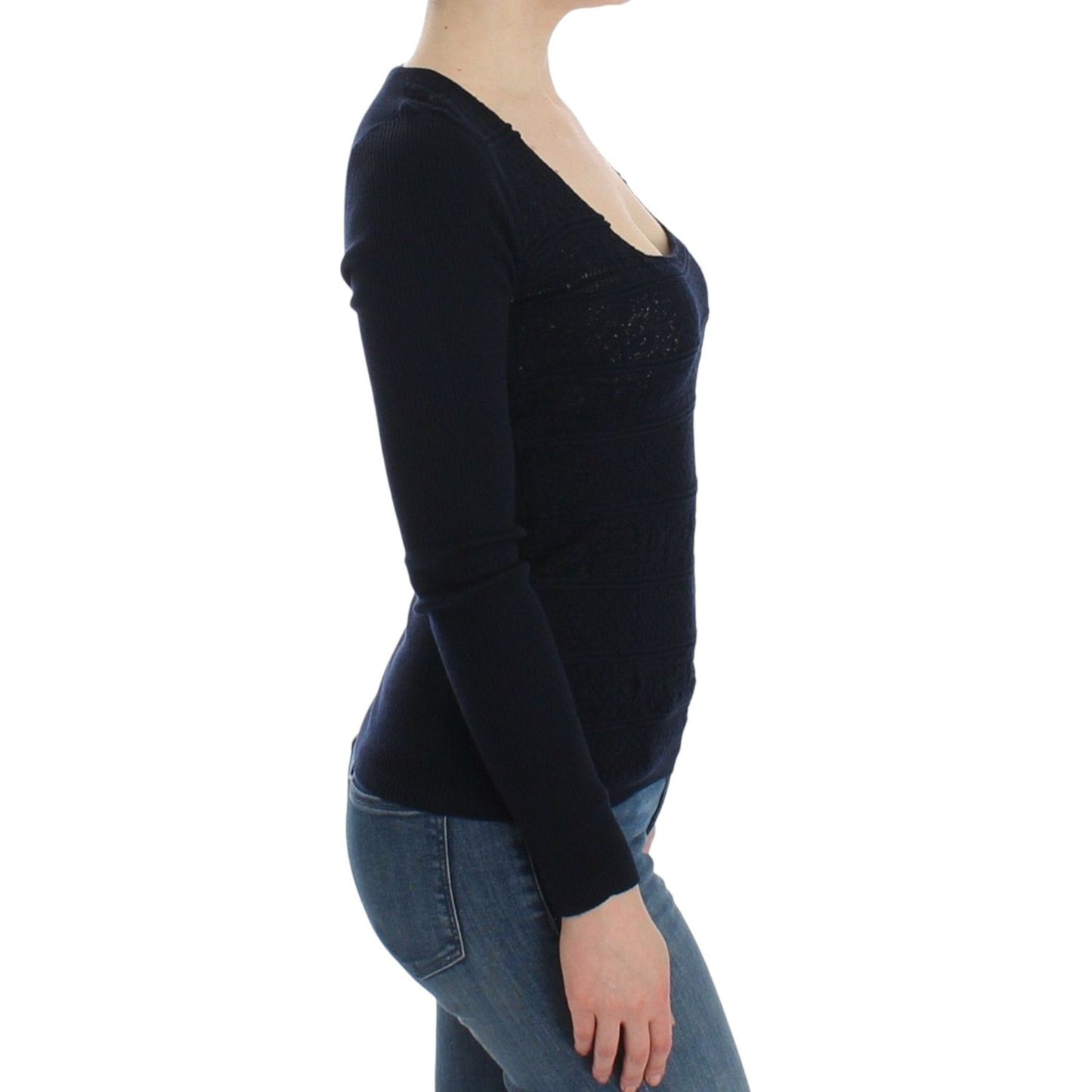 Chic Blue Wool Blend Sweater