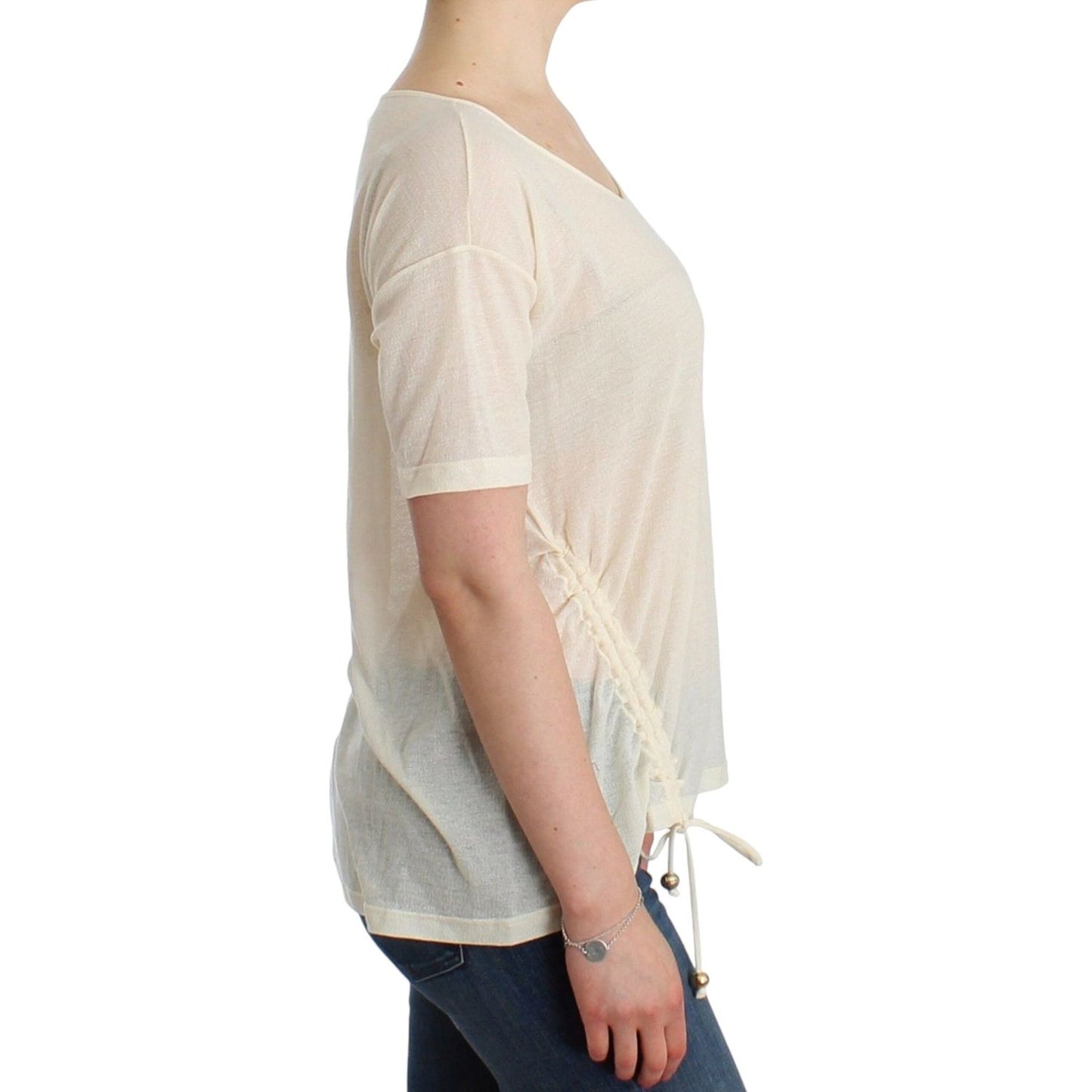 Elegant White Cotton Short Sleeve Blouse