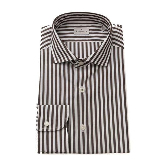 Elegant Brown French Collar Shirt - Medium Fit Bagutta