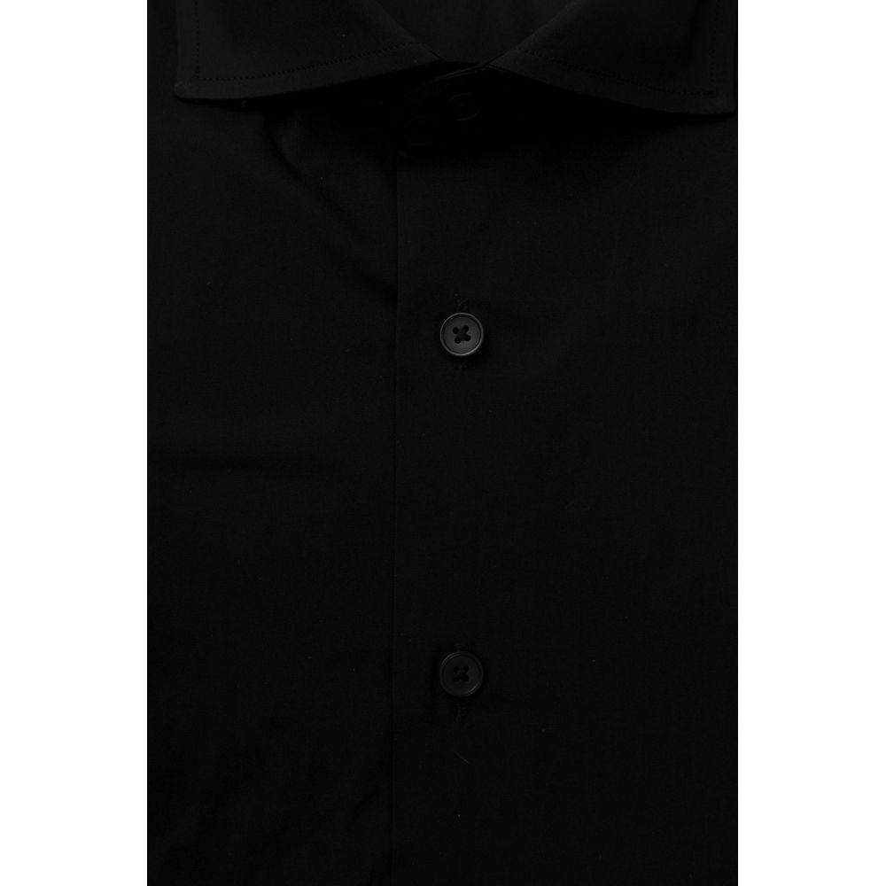 Elegant Slim Fit Black Shirt with French Collar