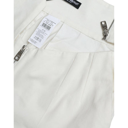 Dolce & Gabbana Black White Cotton Cut Out Waist Tapered Pants