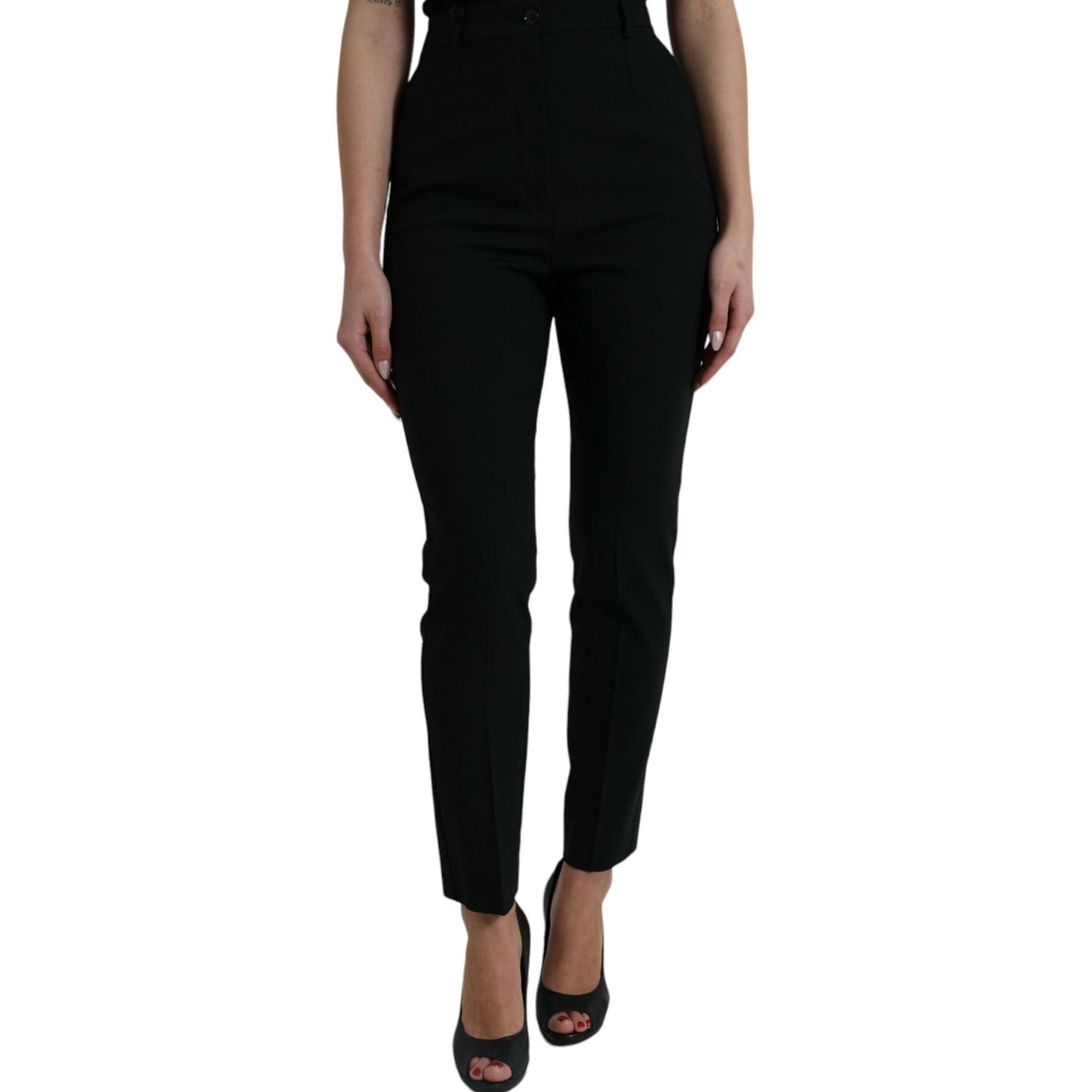 Elegant High Waist Tapered Wool Pants