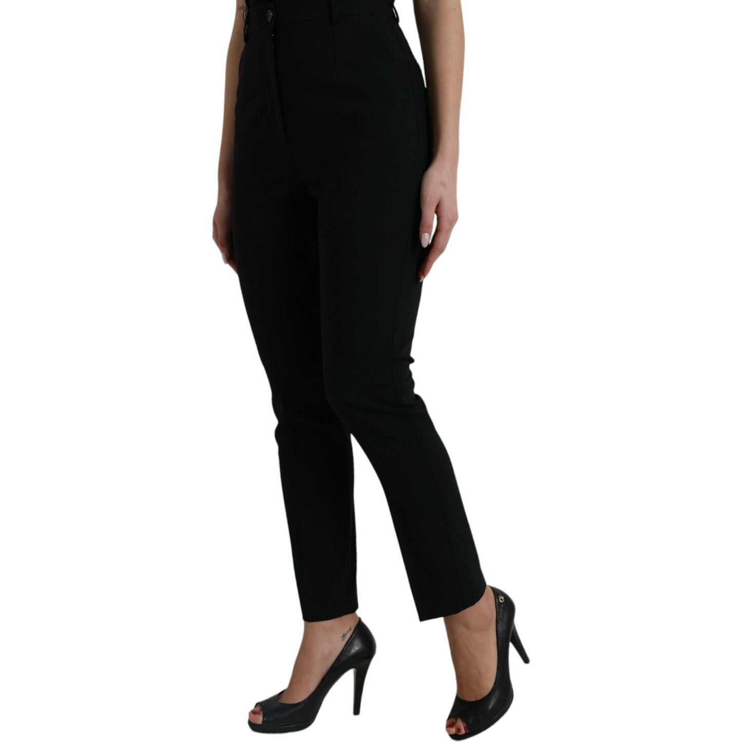 Elegant High Waist Tapered Wool Pants