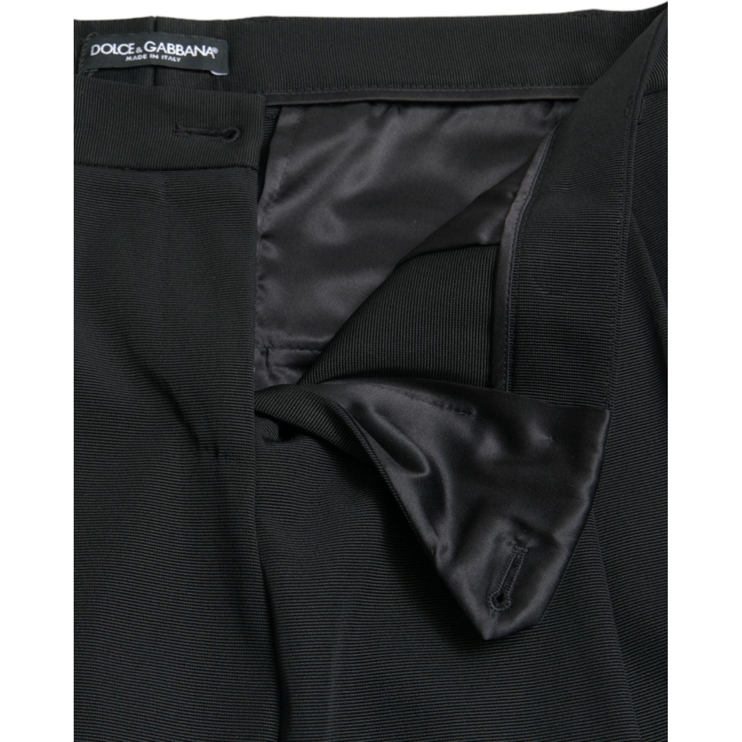 Dolce & Gabbana Black Wool High Waist Cropped Tapered Pants