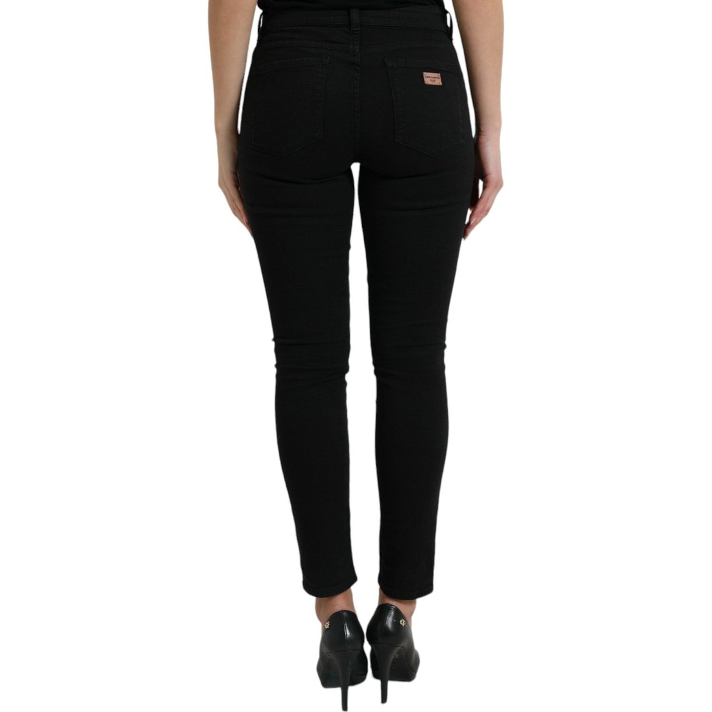 Chic Black Mid-Waist Stretch Jeans