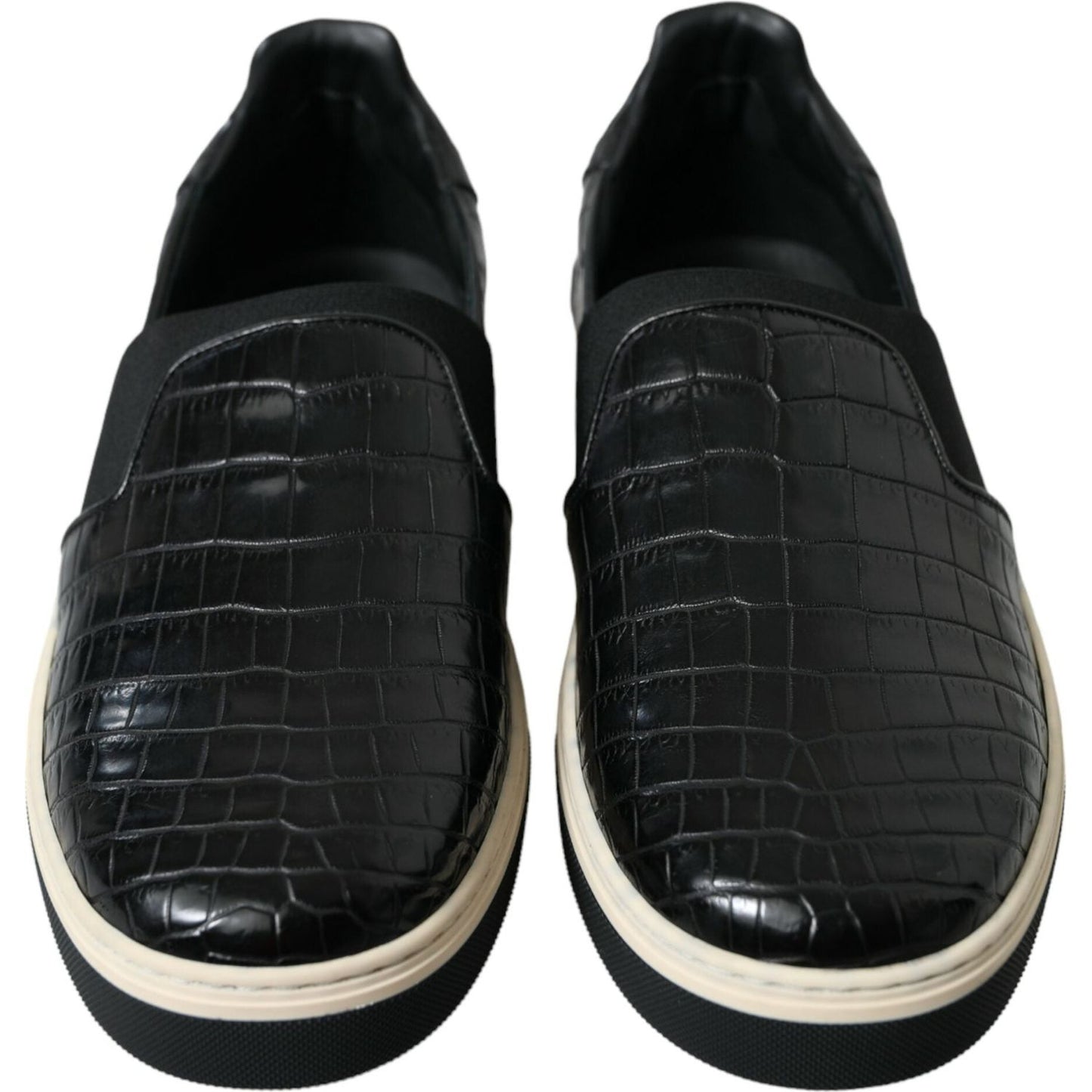 Elegant Crocodile Leather Low-Top Sneakers