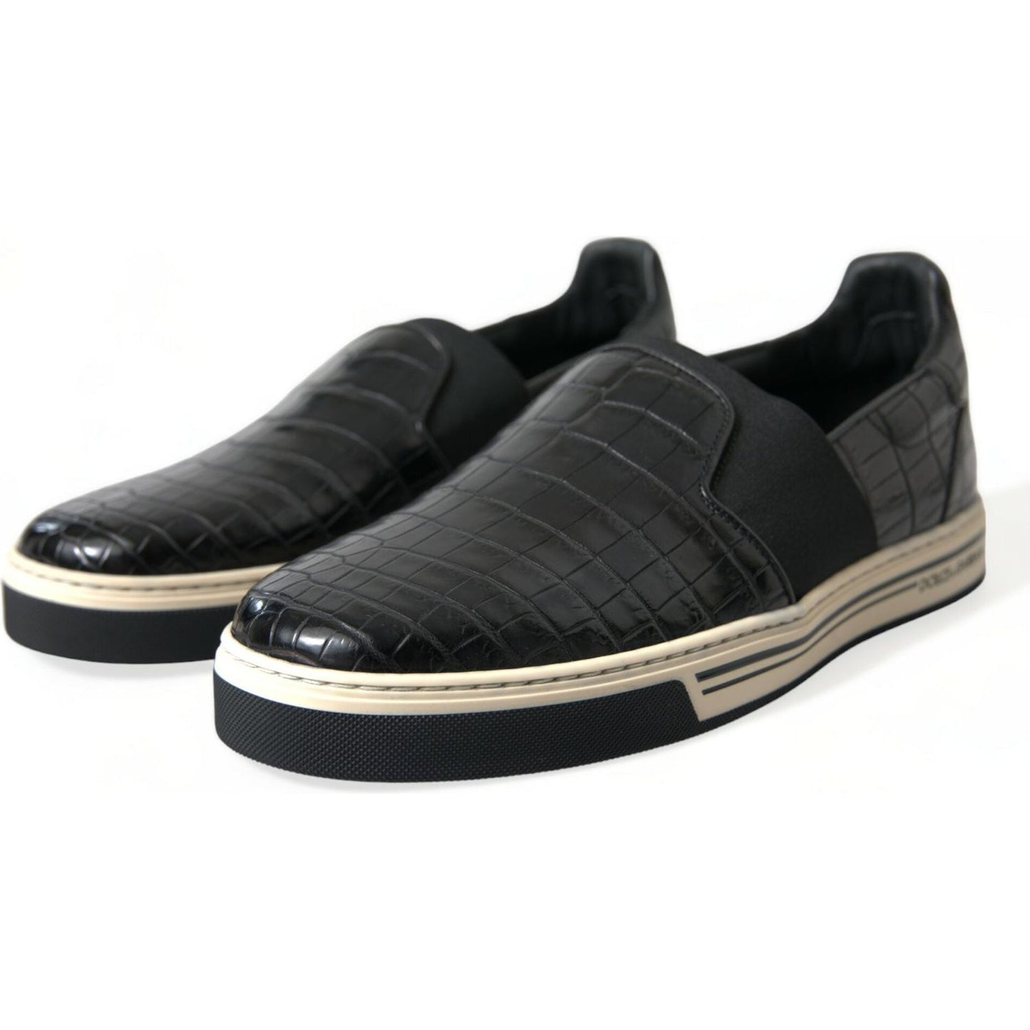 Elegant Crocodile Leather Low-Top Sneakers