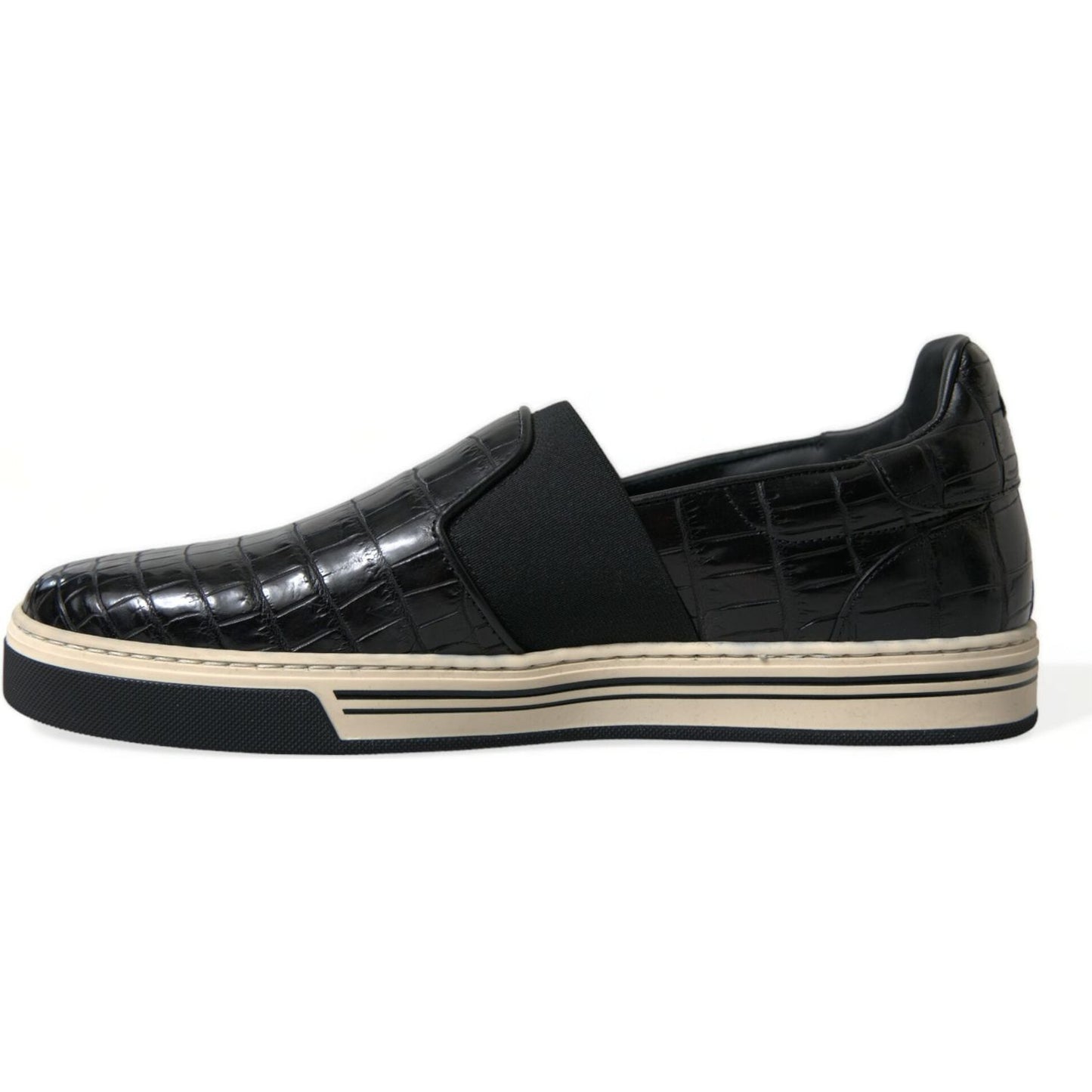 Elegant Crocodile Leather Low-Top Sneakers