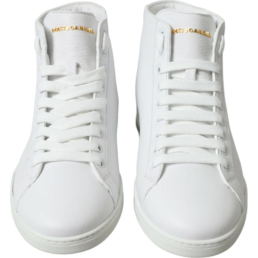 Elegant White Leather High Top Sneakers