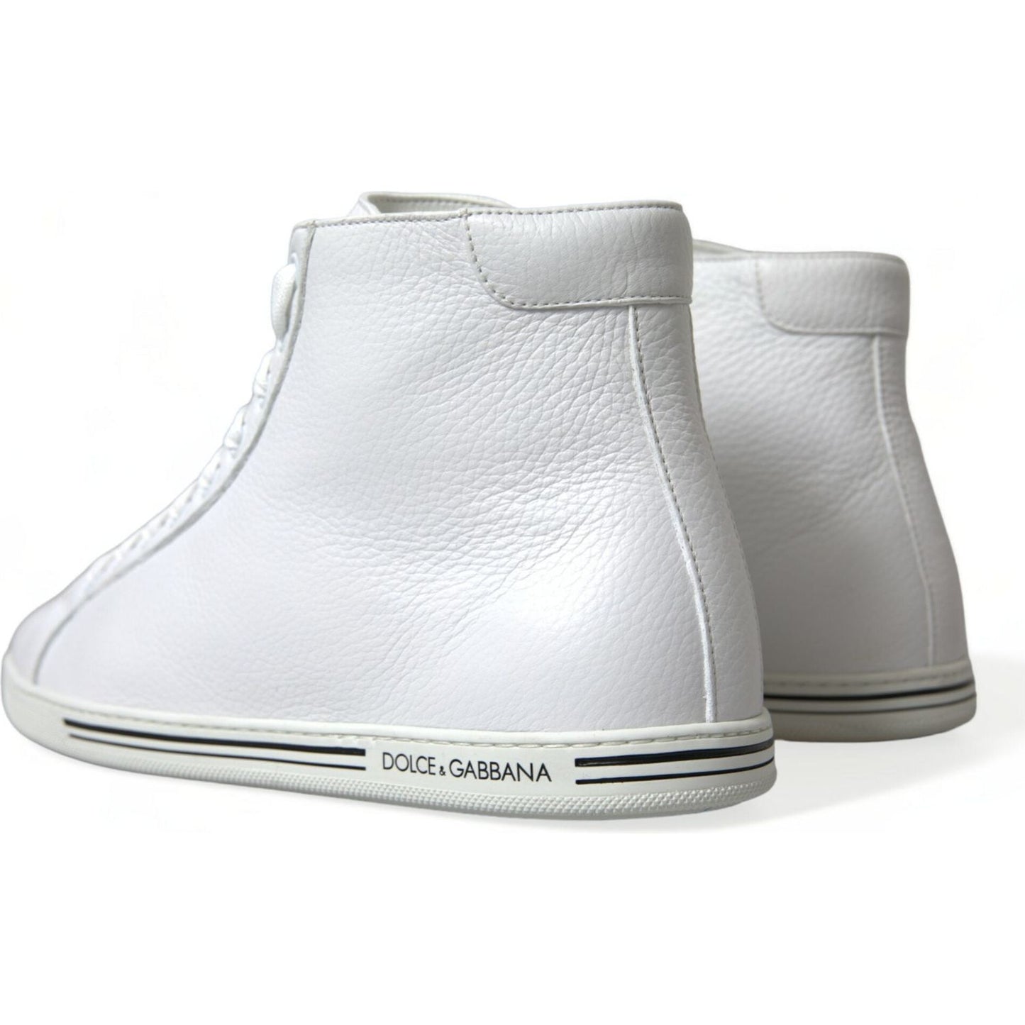 Elegant White Leather High Top Sneakers