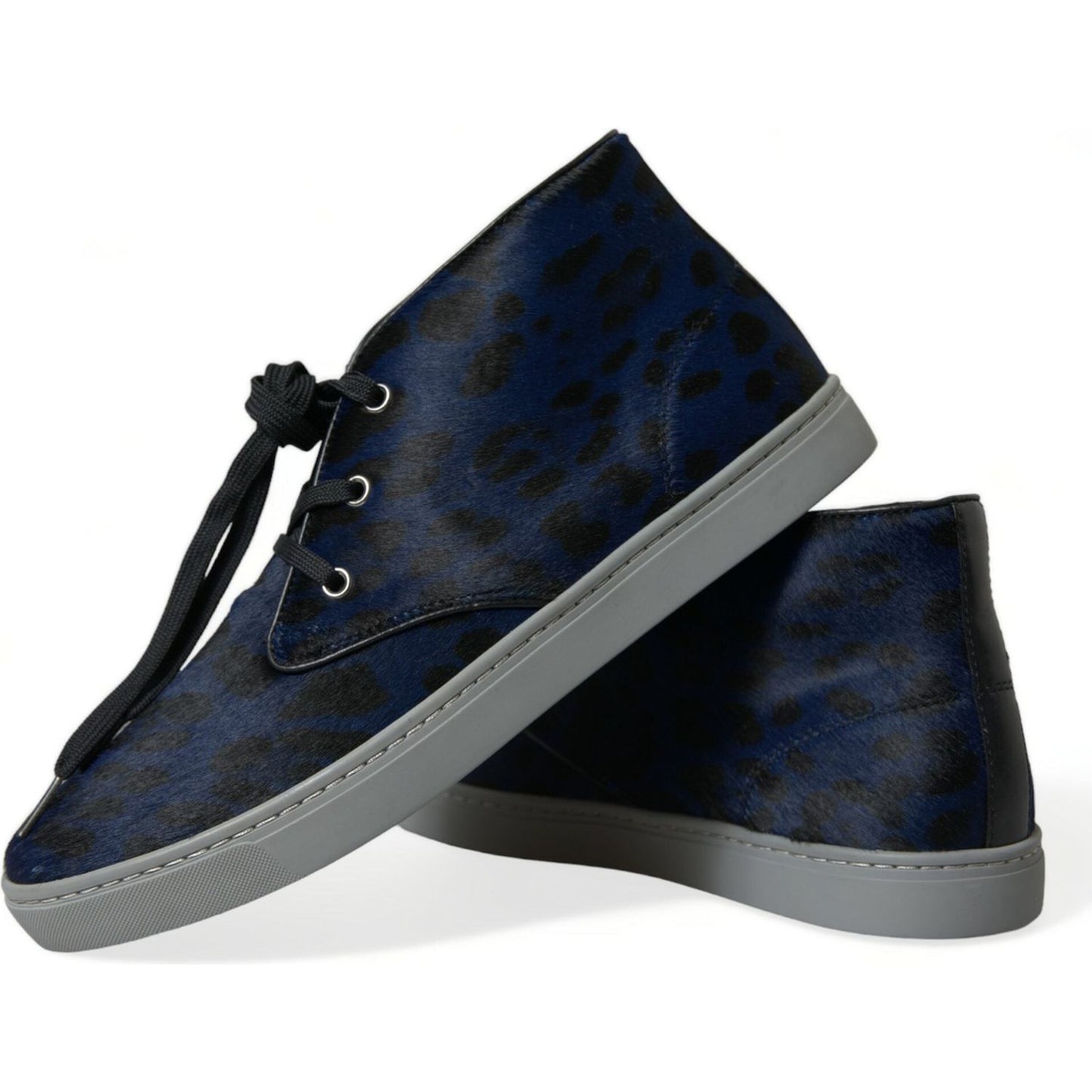 Chic Blue Leopard Print Mid-Top Sneakers