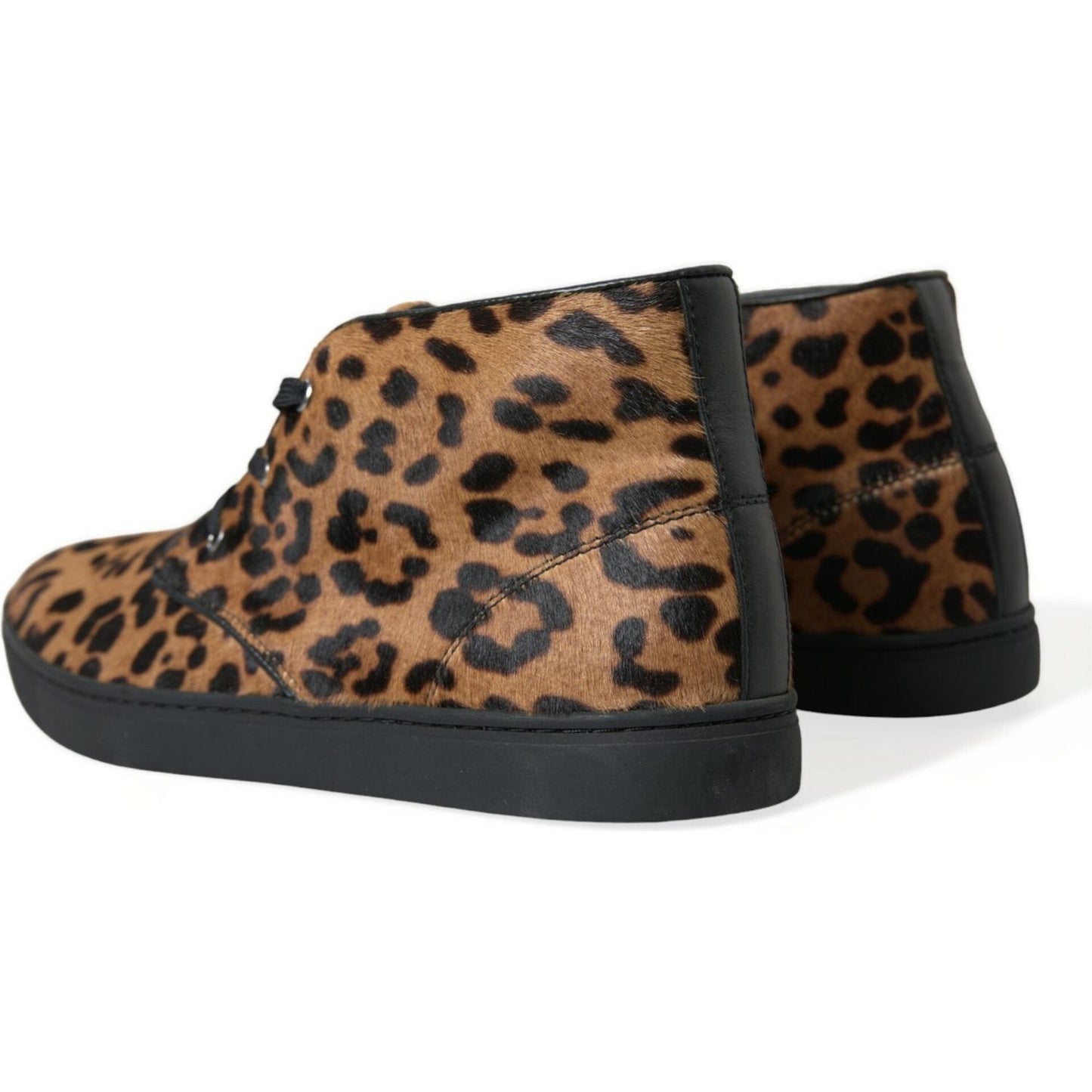 Elegant Leopard Print Mid-Top Sneakers