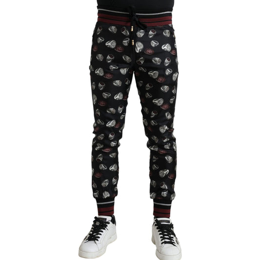 Elegant Silk Jogging Trousers with Ring Print