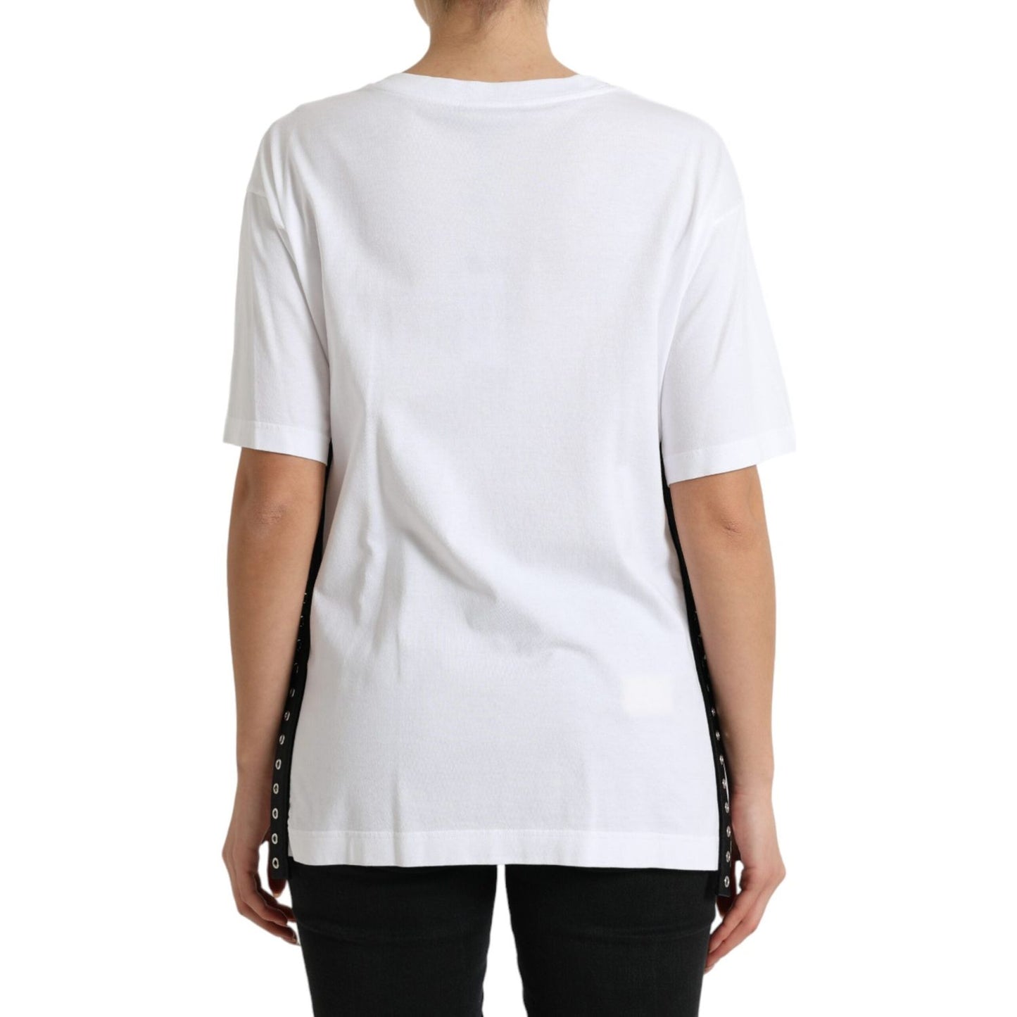 Elegant White Lace-Up Cotton Tee