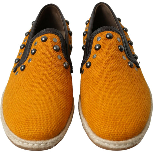 Exclusive Orange Canvas Loafers with Studs