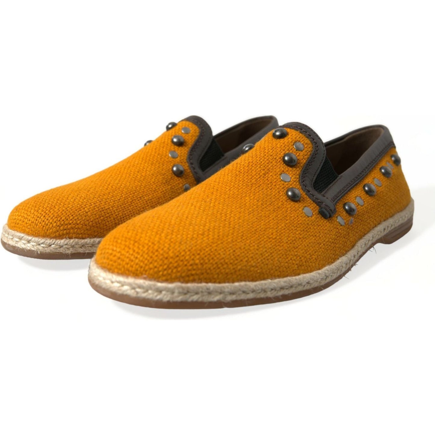 Exclusive Orange Canvas Loafers with Studs