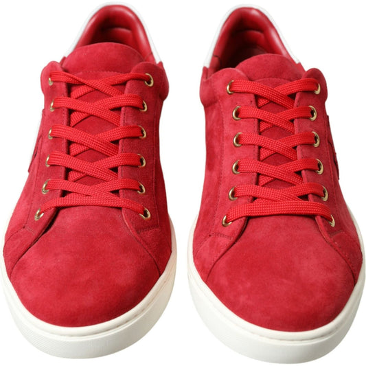 Elegant Red & White Low Top Sneakers