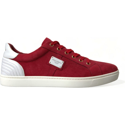 Elegant Red & White Low Top Sneakers