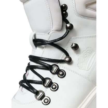 Dolce & Gabbana White Vulcano Trekking Ankle Boots Shoes