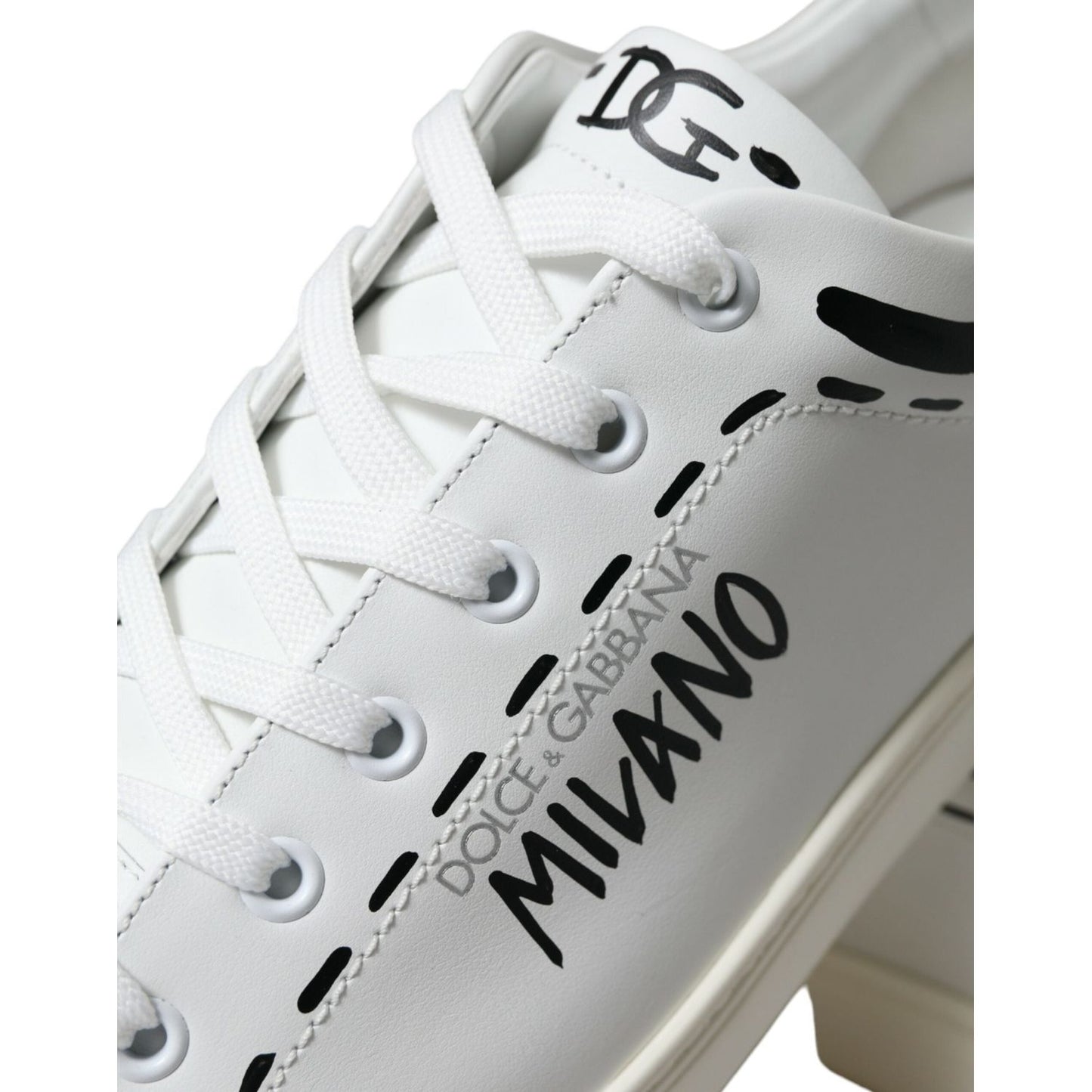 Elegant White Calfskin Leather Sneakers