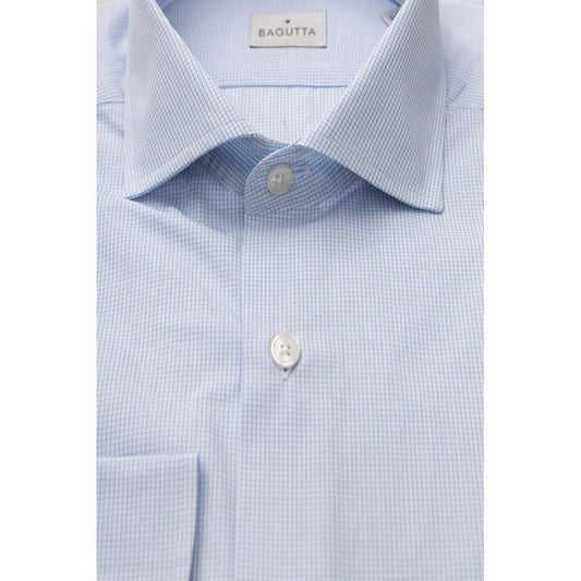 Elegant Light Blue Cotton Shirt with French Collar Bagutta