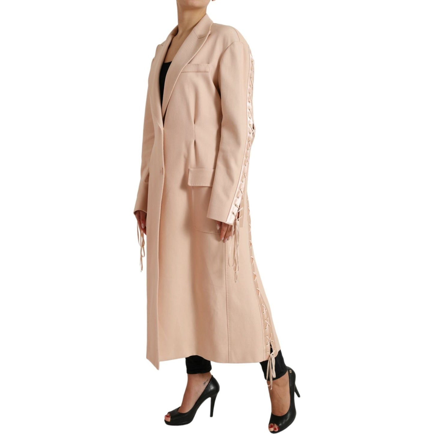 Elegant Beige Single-Breasted Trench Coat