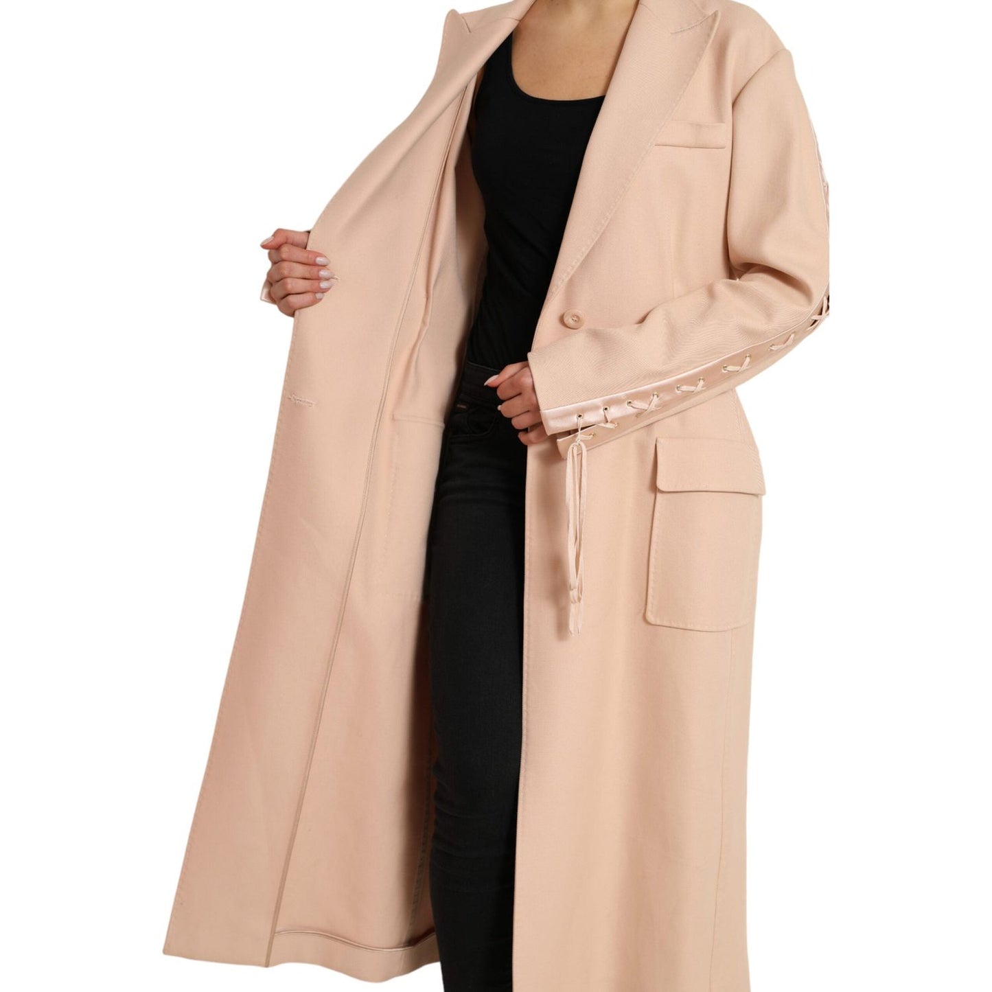 Elegant Beige Single-Breasted Trench Coat