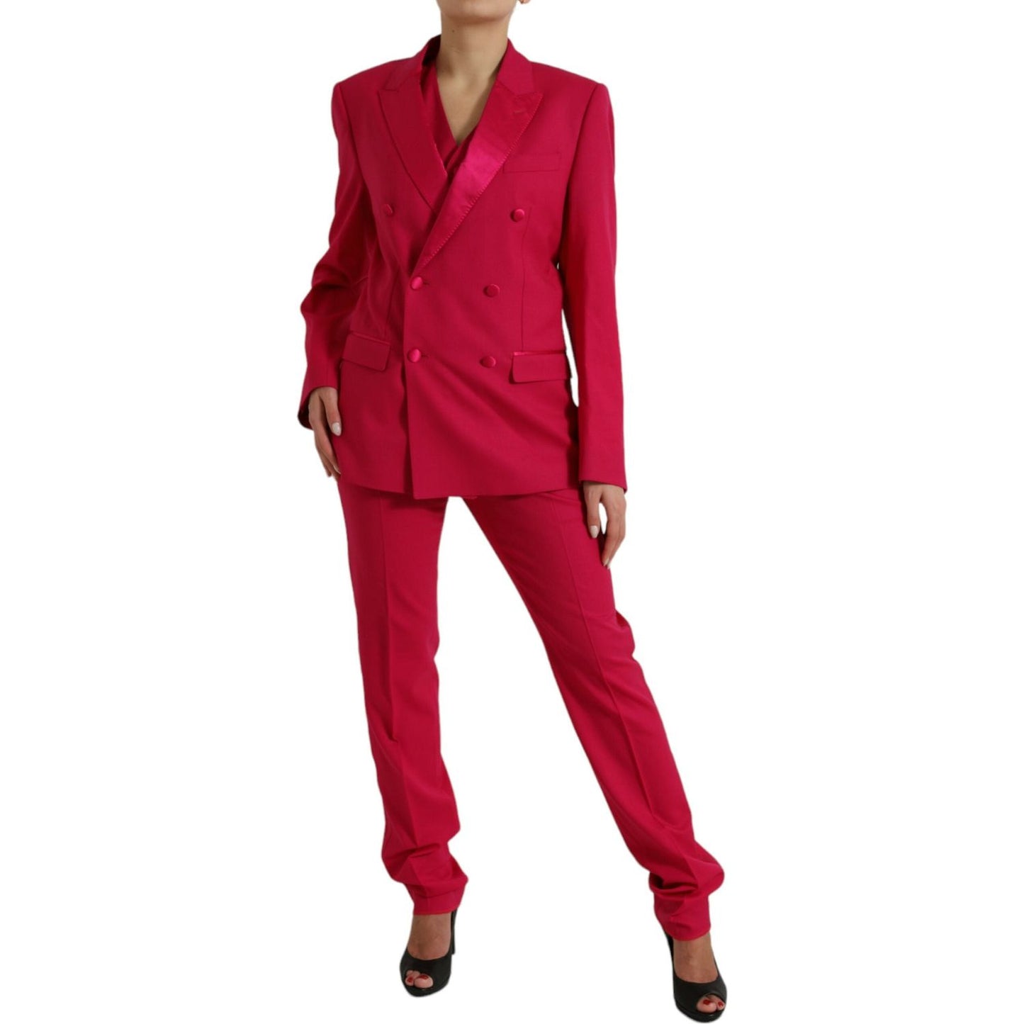 Elegant Red Slim Fit 3 Piece Martini Suit