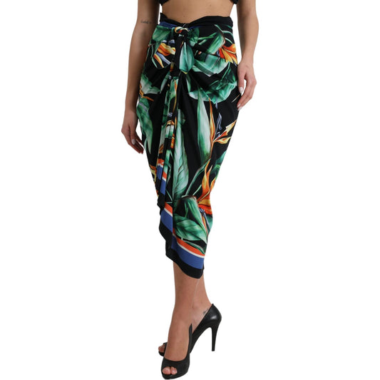 Elegant Floral High Waist Midi Skirt