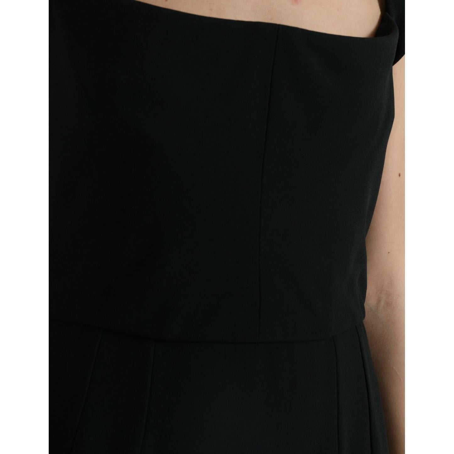 Elegant Black Stretch Cady Midi Dress