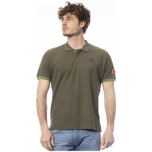 Elegant Green Cotton Polo with Emblem Detail