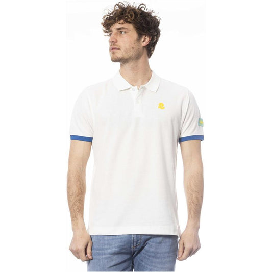 Crisp White Cotton Polo with Chest Logo