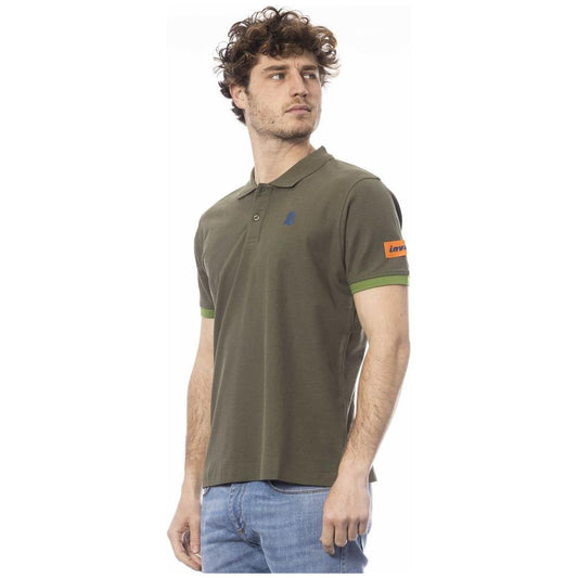 Elegant Green Cotton Polo with Emblem Detail