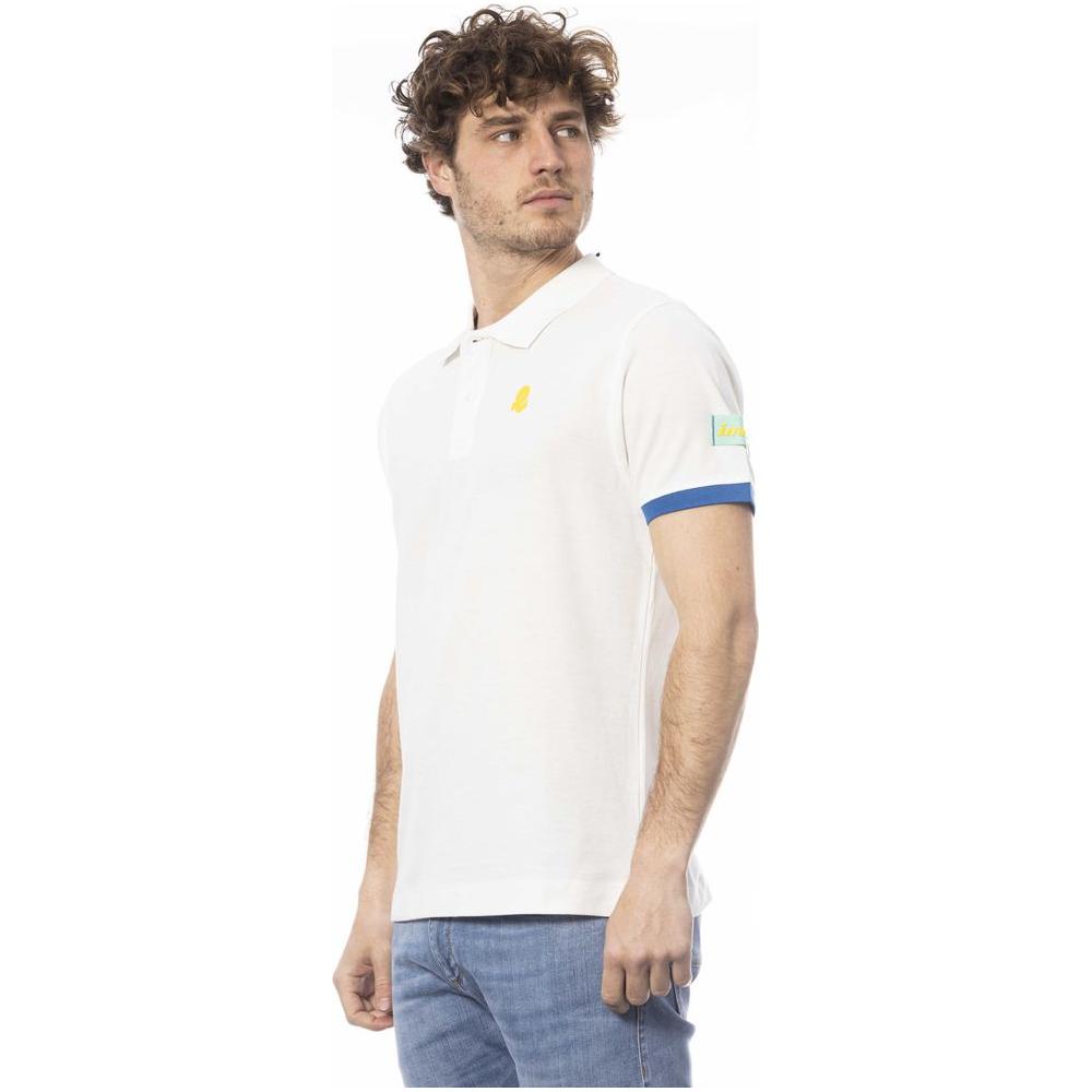 Crisp White Cotton Polo with Chest Logo