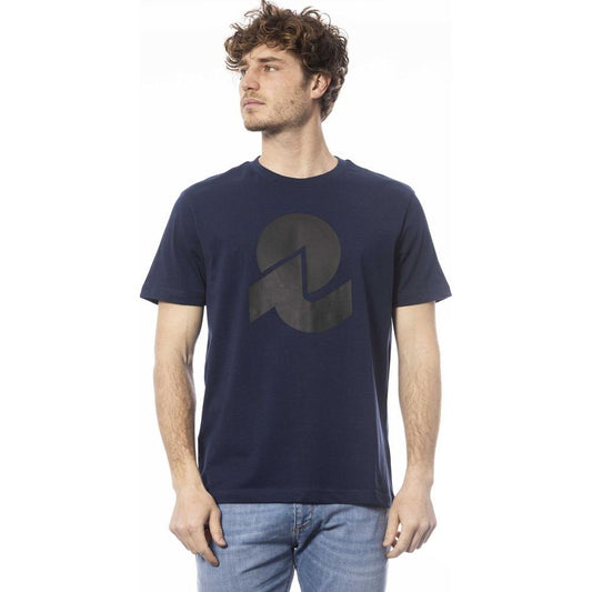 Elevated Blue Cotton Crew Neck Tee Invicta