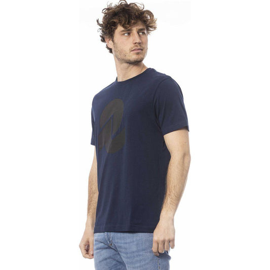 Elevated Blue Cotton Crew Neck Tee Invicta