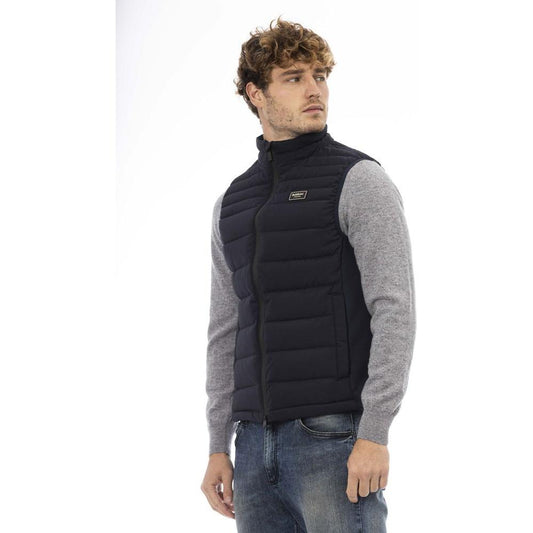 Elegant Blue Quilted Zip Vest Baldinini Trend