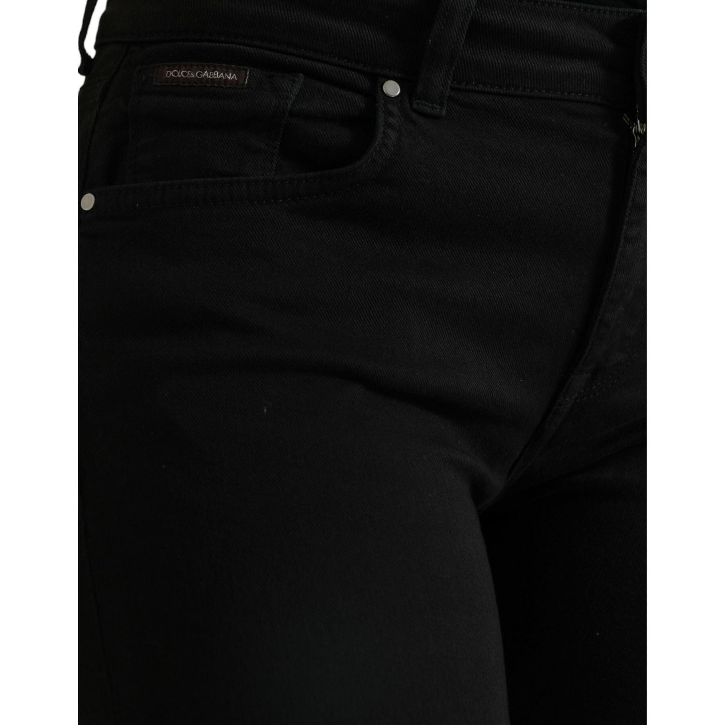 Elegant Black Mid-Waist Stretch Jeans